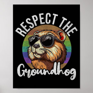 Poster Respeite O Dia Da Marmota Retro Engraçado
