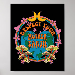 Poster Respeite o Dia das Mães Groovy Hippie Mushroom Ear