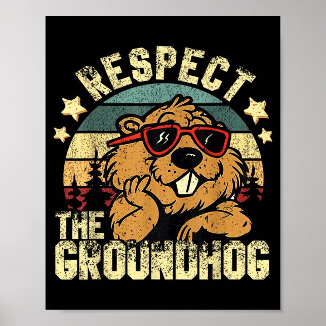 Poster Respeite O Dia Do Groundhog Ground Hog Feriado Eng (Frente)