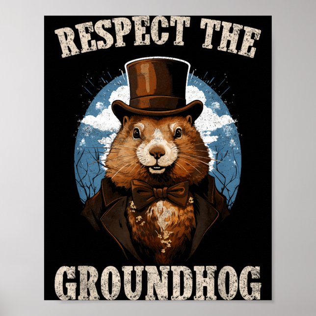 Poster Respeite O Groundhog Dia Da Marmota Engraçado  (Frente)