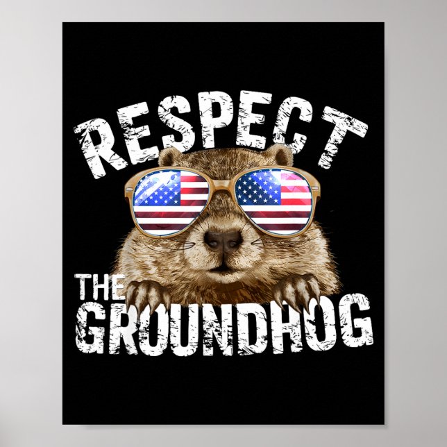 Poster Respeite O Groundhog Engraçado Dia Do Ground-hog E (Frente)