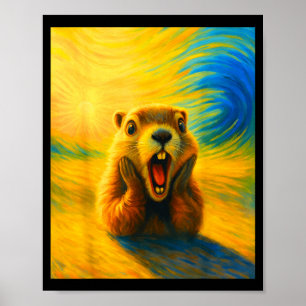Poster Respeite O Groundhog Engraçado Woodchuck Cute Cria