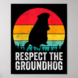 Poster Respeite O Groundhog Engraçado Woodchuck Vintage G