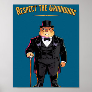 Poster Respeite O Groundhog Engraçado Woohuck E Marmota D
