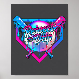 Poster Respeite O Sorvete De Beisebol Drip Para Meninos