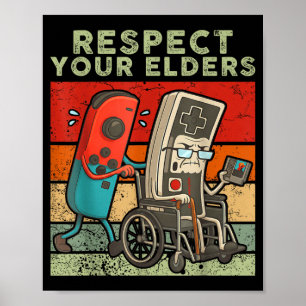 Poster Respeite os idosos jogos retrô divertido controle 