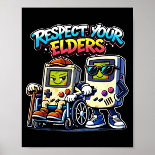 Poster Respeite os mais velhos jogos retrô divertido cont