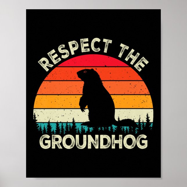 Poster Respeite Os Roedores Do Dia Da Marmota Cute Retro  (Frente)