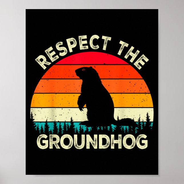 Poster Respeite Os Roedores Do Dia Da Marmota Fofos Retro (Frente)