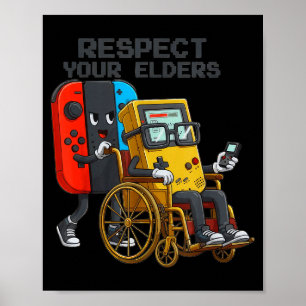 Poster Respeite Seus Anciãos Controle de Jogos Retro Dive