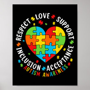 Poster Respeito Amor Suporte Aceitação Inclusão Autismo A