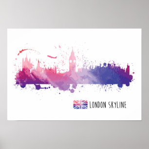 Poster Respingo da skyline de Londres Inglaterra