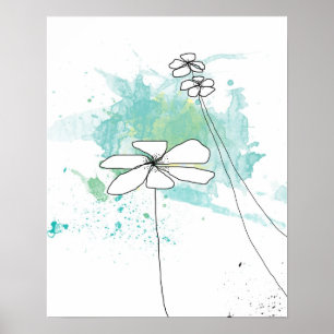 Pôster Respingo-Poster floral azul