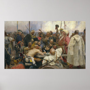 Pôster Resposta de Ilya Repin dos Cossacks de Zaporozhian