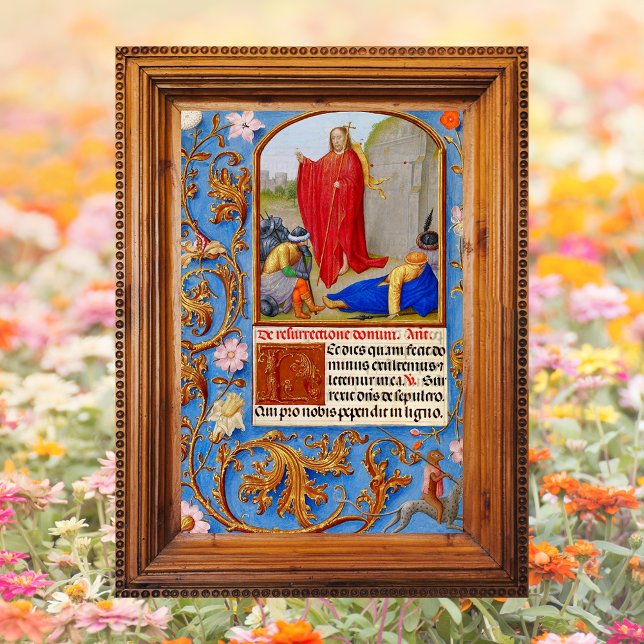 Poster Ressurreição cristã medieval da Páscoa de Jesus (Religious Christian Catholic Medieval Manuscript Resurrection of Jesus Christ is Risen Easter Poster)