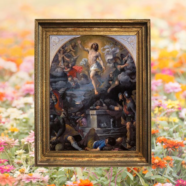 Poster Ressurreição de Arte Católica Barroca na Páscoa de (Baroque Religious Christian Catholic Art Painting Resurrection of Jesus Christ Easter Poster)