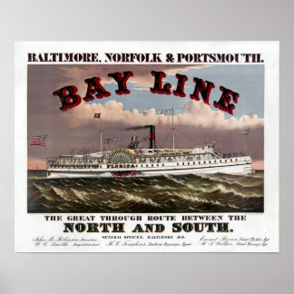 Pôster Restaurado Baltimore, Norfolk, Portsmouth Bay Line
