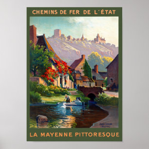 Poster restaurado Mayenne das viagens vintage de