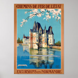 Poster restaurado Normandy das viagens vintage de