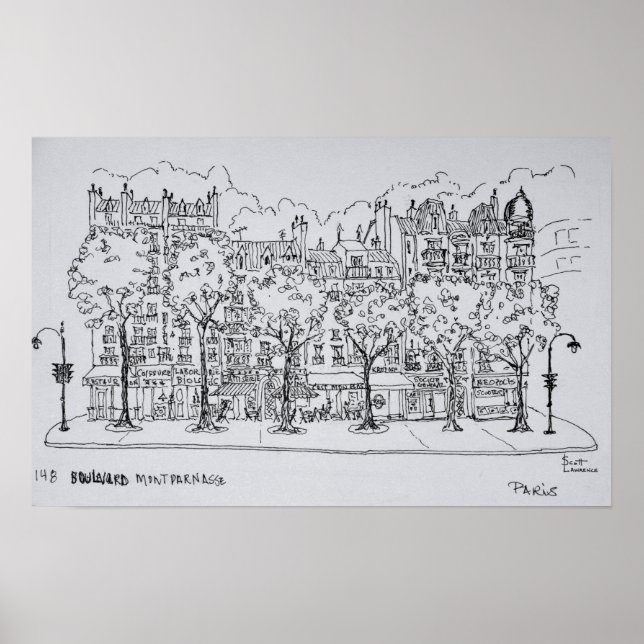 Pôster Restaurante Boulevard Montparnasse | Paris, França (Frente)