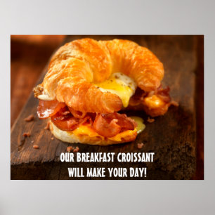 Poster Restaurante de Croissant de Queijo de Ovo de Bacon
