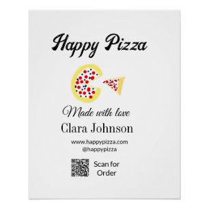 Pôster Restaurante de pizza café pizzaria digitalize códi