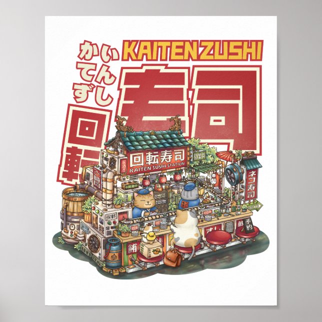 Poster Restaurante Steampunk Cat Sushi (Frente)