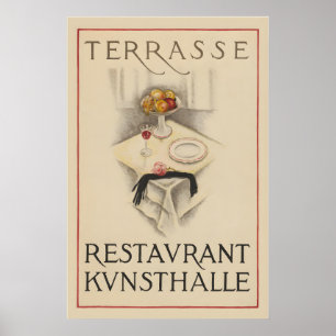 Poster Restaurante Terrasse Kunsthalle Vintage Comida&Beb