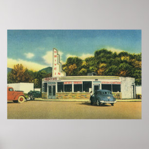 Poster Restaurante Vintage, Unidade de 50 em Jantar e Car