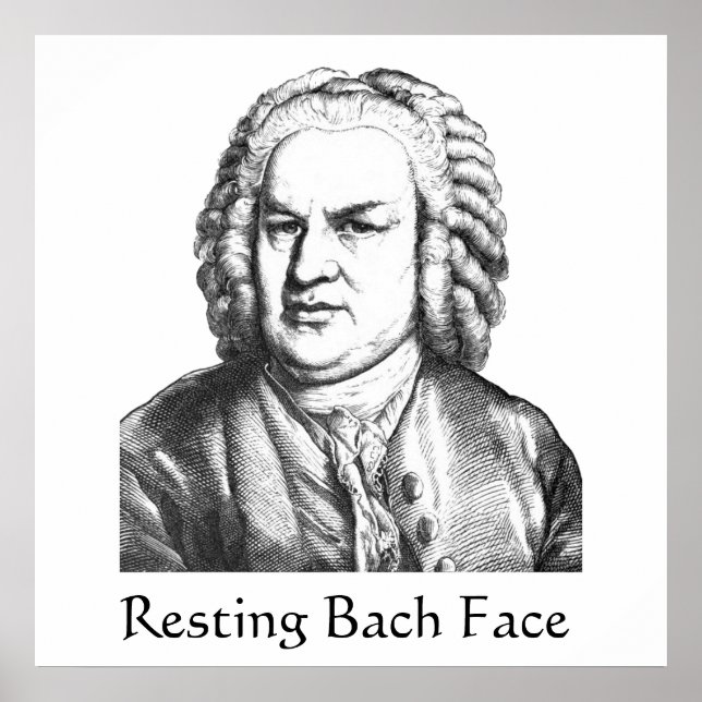 Poster Resting Bach Face Classical Music Composer (Frente)