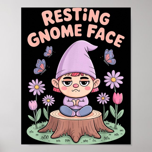 Poster Resting Gnome Face Cute Funny Christmas Kawaii Car (Frente)