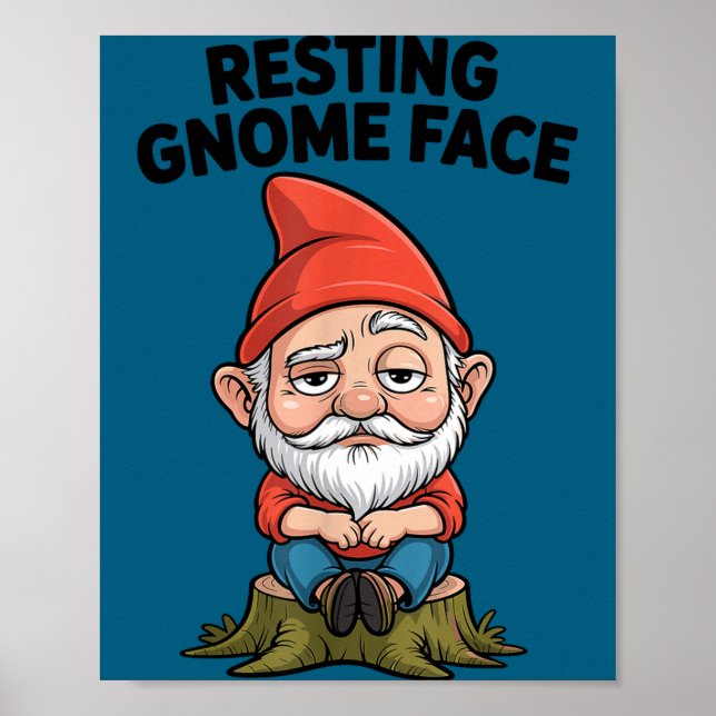 Poster Resting Gnome Face Cute Funny Christmas Kawaii Car (Frente)