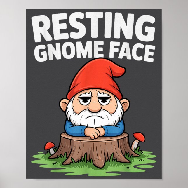 Poster Resting Gnome Face Cute Funny Christmas Kawaii Car (Frente)