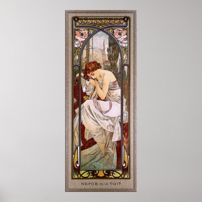 Poster Resto da noite de Alphonse Mucha (Frente)