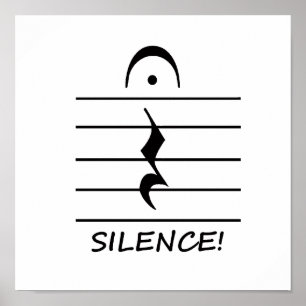 Poster Resto da notação de música com silêncio