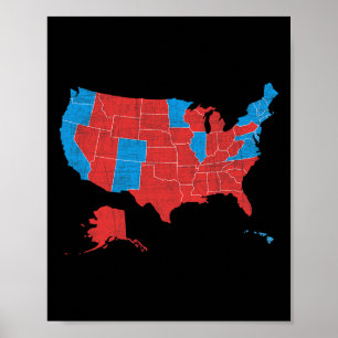 Poster Resultados eleitorais de 2024 Mapa da vitória Trum
