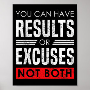 Poster Resultados Ou Desculpas - Citação Motivacional De