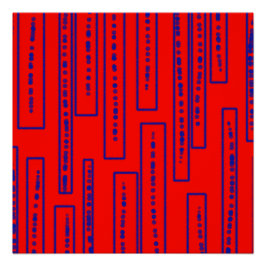 Pôster Retângulos azuis em vermelho