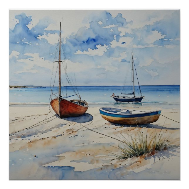 Pôster "Retirada do Oceano". Uma paisagem Colorida De Bar (Frente)