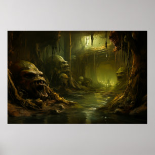 Poster Retirada misteriosa no pântano monstro