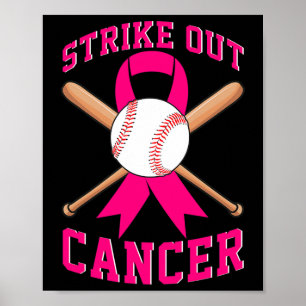 Poster Retirar o Cancer de Mama Baseball Combater a Consc