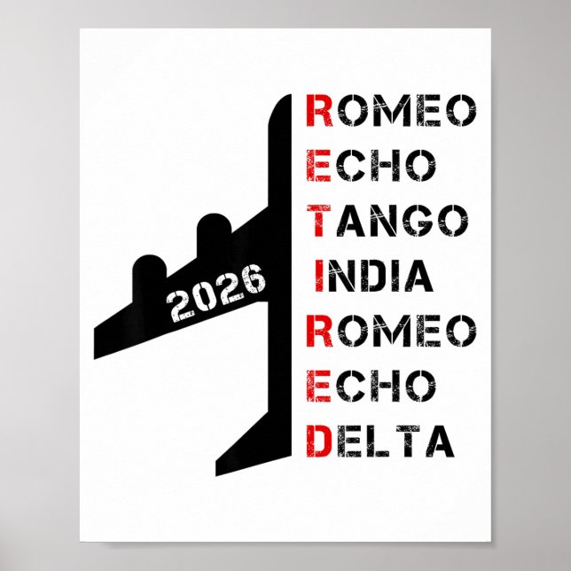 Poster Retired Lot 2026 Phonetic Alphabet Retirement Gift (Frente)