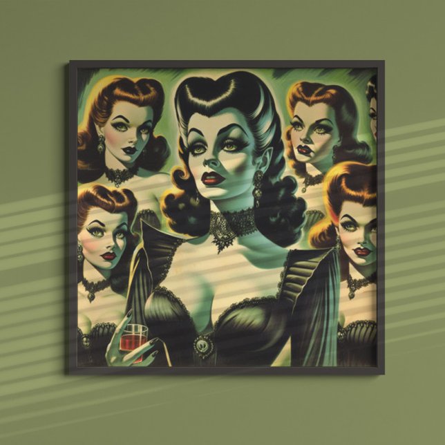 Poster Retr Góthic Witch Girls (Criador carregado)