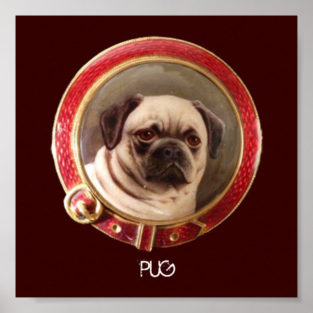 Poster RETRA TOS DE CÃES MINIATURA VITORIANOS Pug (Frente)