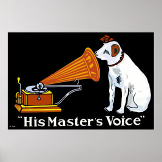 Poster Retrai o anúncio de gramofone de voz do mestre