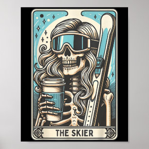 Poster Retrai O Skier Tarot Card Funny Skeleton Skier Sk