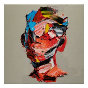 Pôster retrato, abstração, aquarela, arte