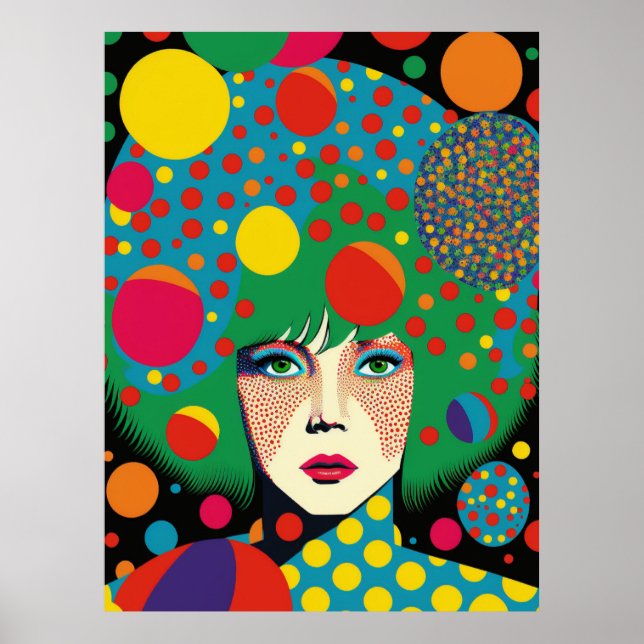 Poster Retrato abstrato com Polkadots (Frente)