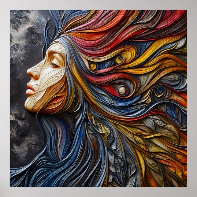 Poster Retrato Abstrato da Mulher Com Arrogância (Frente)