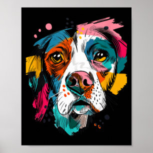 Poster Retrato Abstrato de Cachorro Face Canina Arte Pop